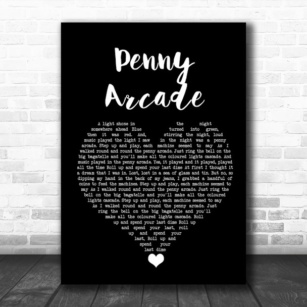 Roy Orbison Penny Arcade Black Heart Song Lyric Quote Music Print