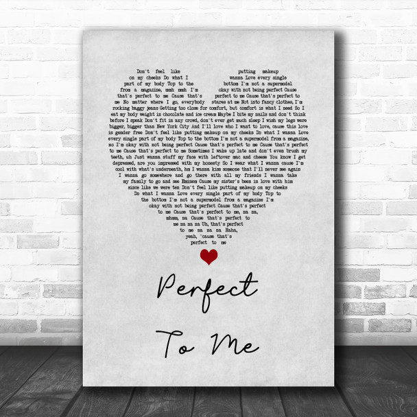 Anne-Marie Perfect To Me Grey Heart Song Lyric Quote Music Print