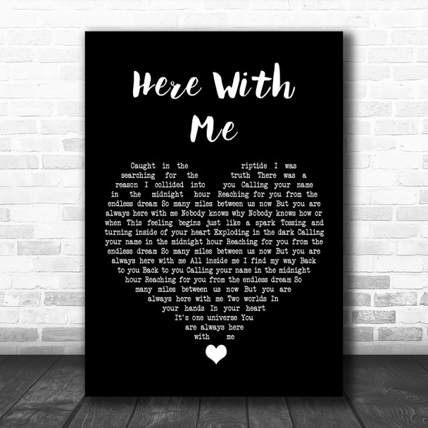 Susie Suh Here With Me Black Heart Song Lyric Quote Music Print