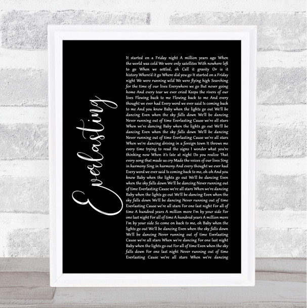 Take That Everlasting Black Script Song Lyric Quote Music Print