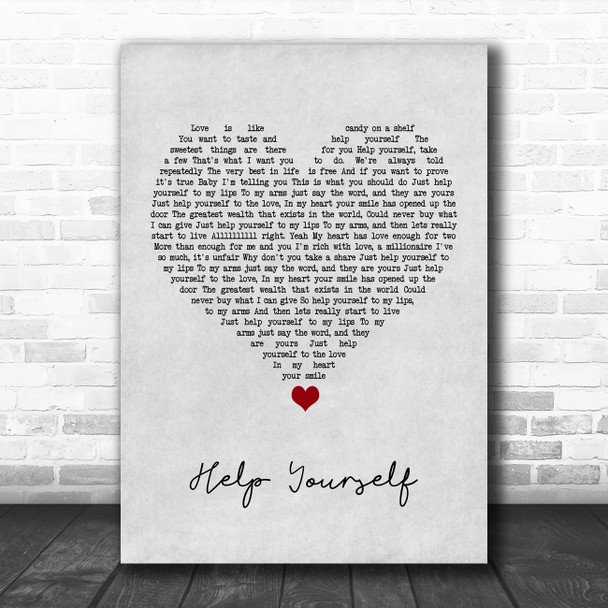 Tom Jones Help Yourself Grey Heart Song Lyric Quote Music Print