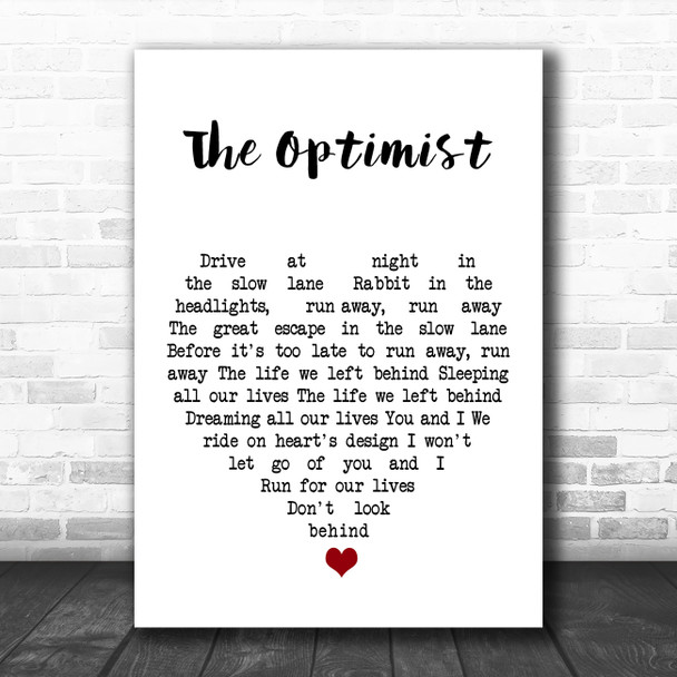 Anathema The Optimist White Heart Song Lyric Quote Music Print