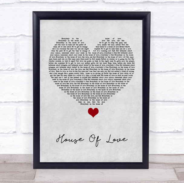 East 17 House Of Love Grey Heart Song Lyric Quote Music Print