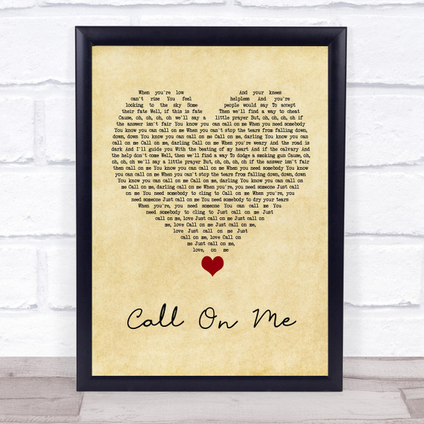 Starley Call On Me Vintage Heart Song Lyric Quote Music Print