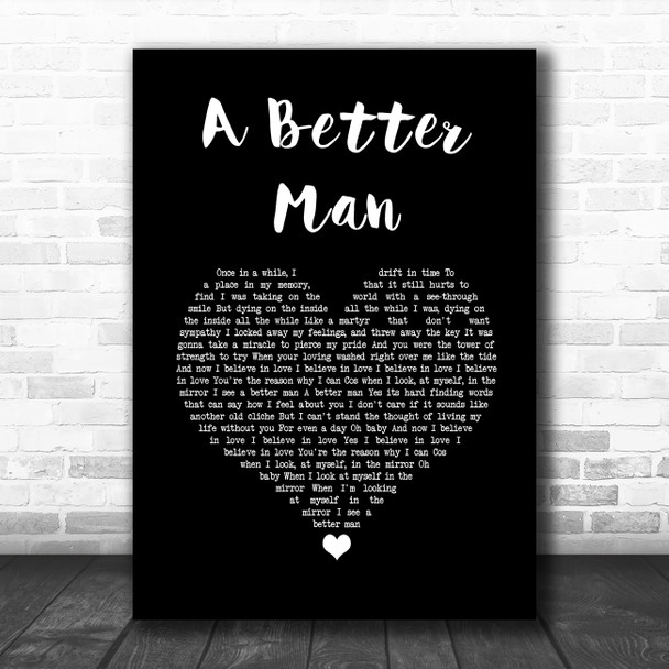 Thunder A Better Man Black Heart Song Lyric Quote Music Print