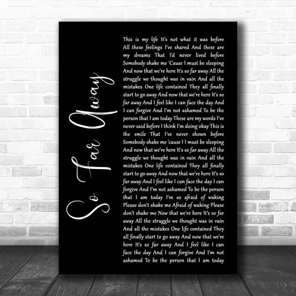 Staind So Far Away Black Script Song Lyric Quote Music Print