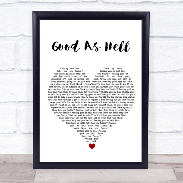 Lizzo Good As Hell White Heart Song Lyric Quote Music Print