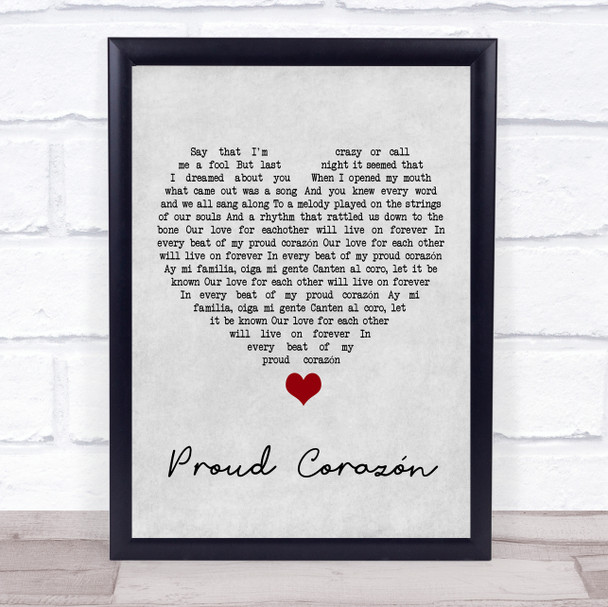 Coco Proud Corazón Grey Heart Song Lyric Quote Music Print