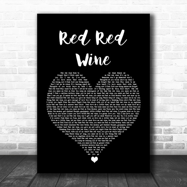 UB40 Red Red Wine Black Heart Song Lyric Quote Music Print
