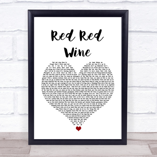 UB40 Red Red Wine White Heart Song Lyric Quote Music Print