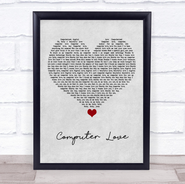 Zapp Computer Love Grey Heart Song Lyric Quote Music Print