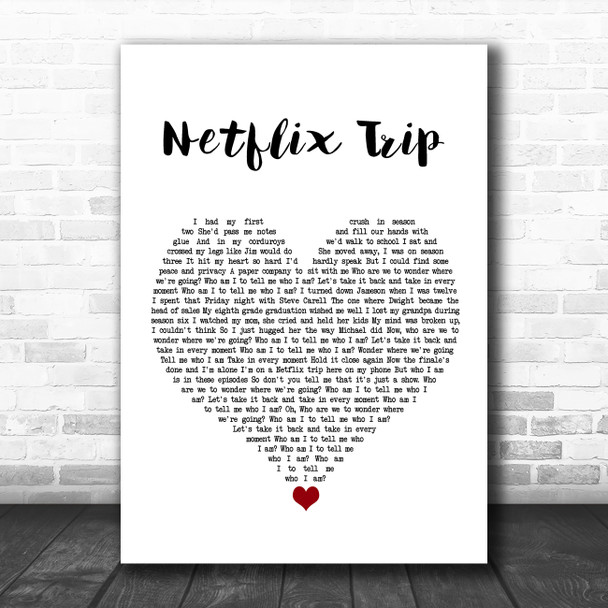 AJR Netflix Trip White Heart Song Lyric Quote Music Print