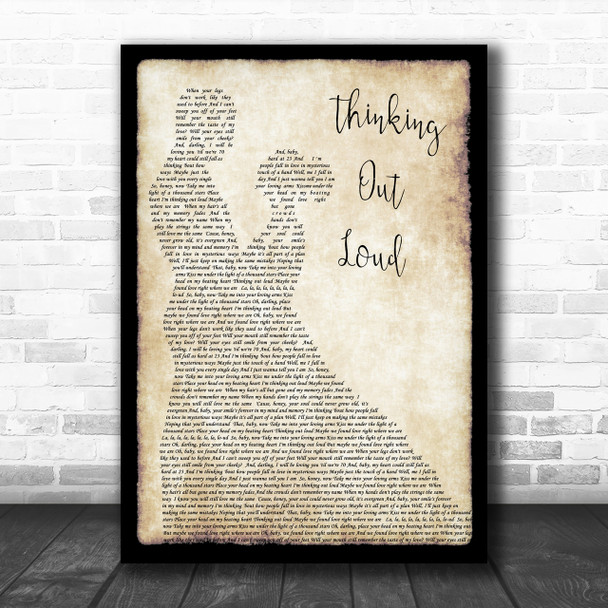 Ed Sheeran Thinking Out Loud Song Lyric Man Lady Dancing Music Wall Art Print