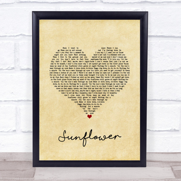 Rex Orange County Sunflower Vintage Heart Song Lyric Quote Music Print