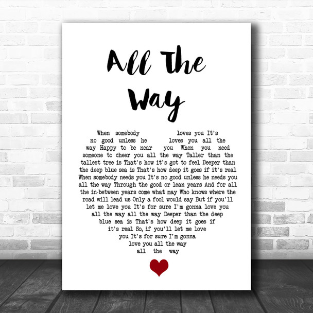 Frank Sinatra All The Way White Heart Song Lyric Quote Music Print