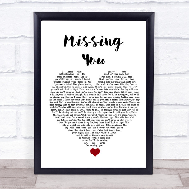 All Time Low Missing You White Heart Song Lyric Quote Music Print