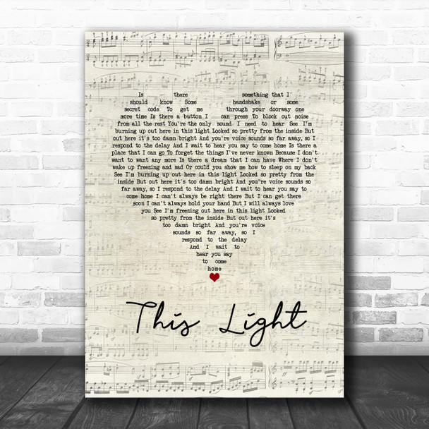 Dan Andriano This Light Script Heart Song Lyric Quote Music Print