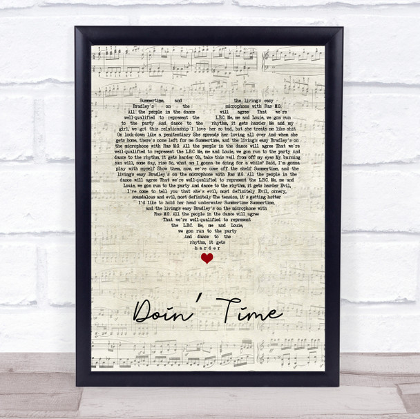 Lana Del Rey Doin' Time Script Heart Song Lyric Quote Music Print