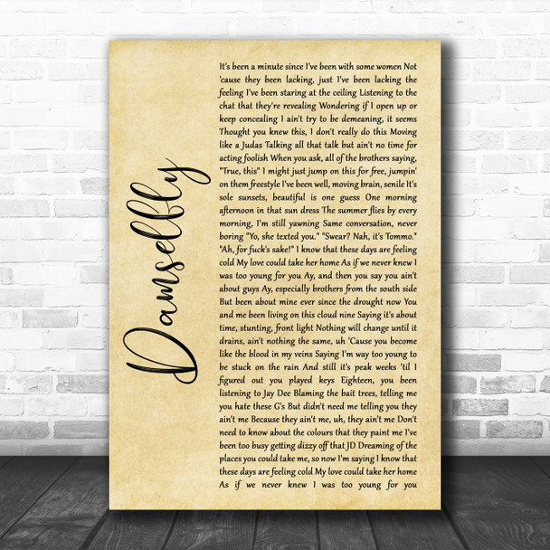 Loyle Carner Damselfly Rustic Script Song Lyric Quote Music Print