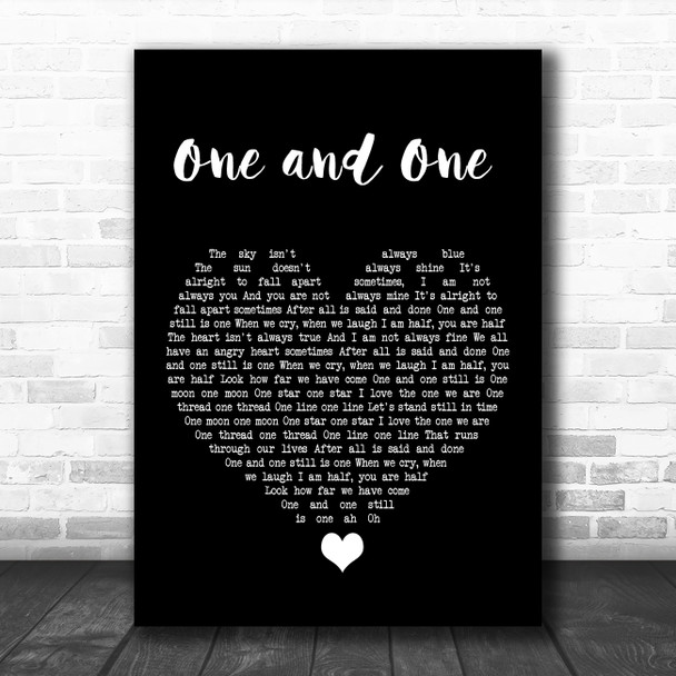 Robert Miles One and One Black Heart Song Lyric Quote Music Print