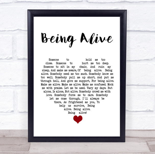 Company OBC Being Alive White Heart Song Lyric Quote Music Print
