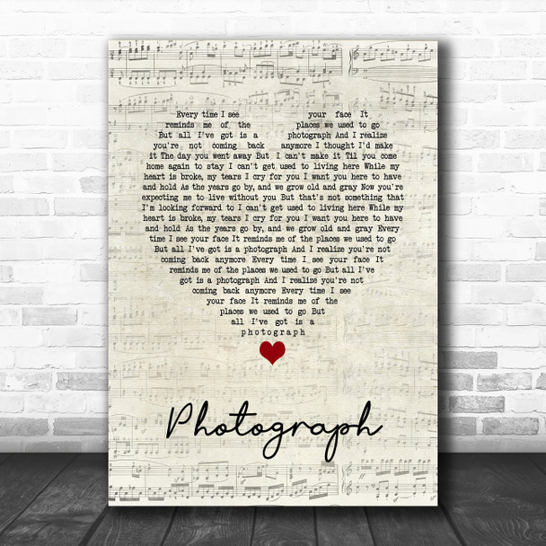 Ringo Starr Photograph Script Heart Song Lyric Quote Music Print