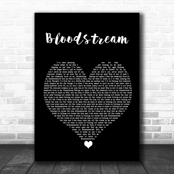 Ed Sheeran Bloodstream Black Heart Song Lyric Quote Music Print
