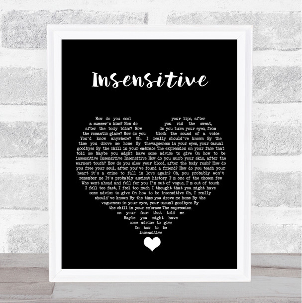 Jann Arden Insensitive Black Heart Song Lyric Quote Music Print