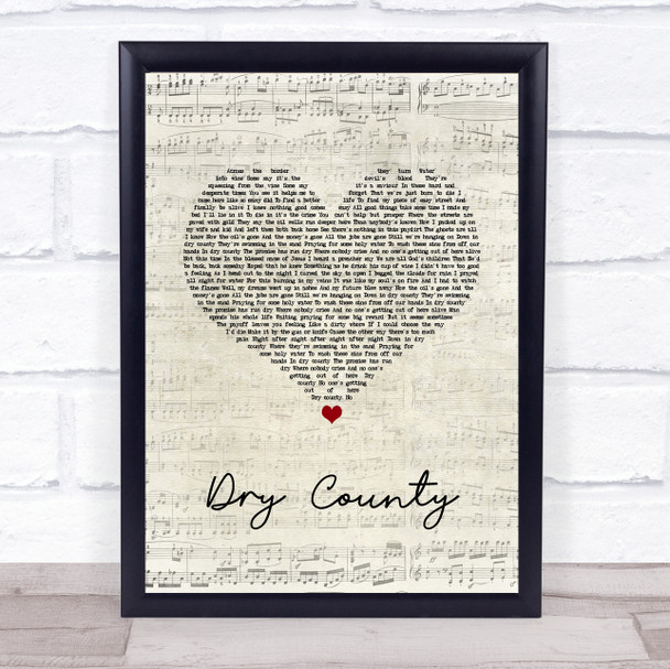 Bon Jovi Dry County Script Heart Song Lyric Quote Music Print