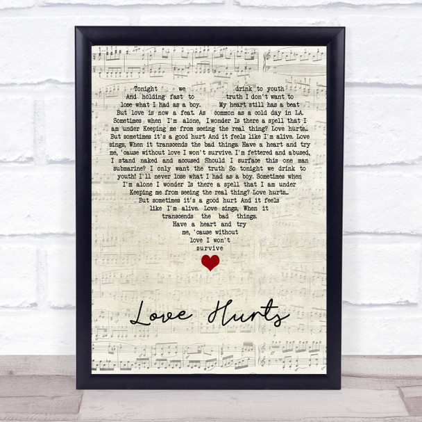 Incubus Love Hurts Script Heart Song Lyric Quote Music Print