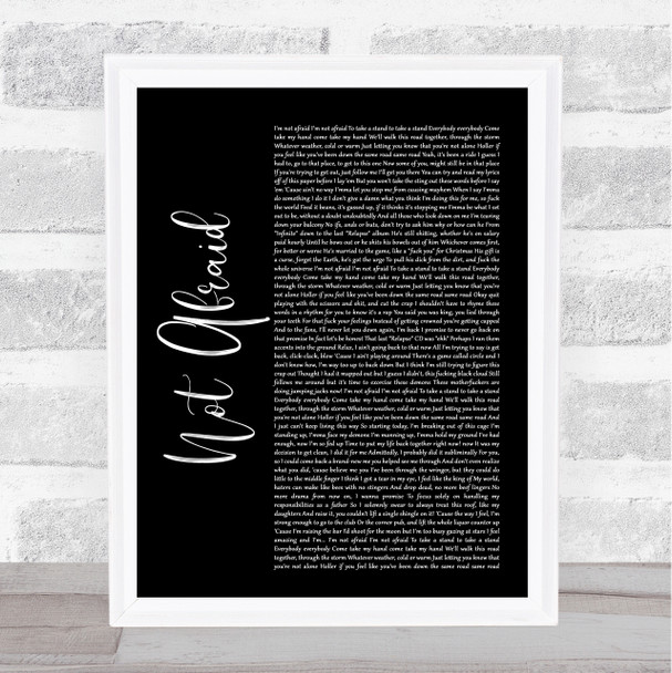 Eminem Not Afraid Black Script Song Lyric Quote Music Print