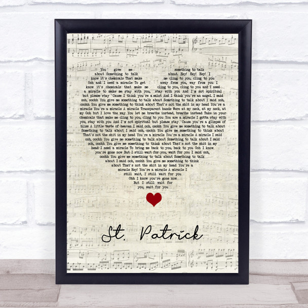 PVRIS St Patrick Script Heart Song Lyric Quote Music Print