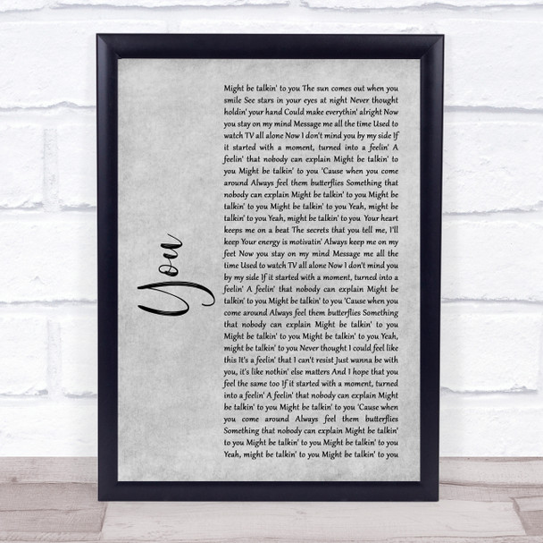 Dynamite ft Post Malone You Grey Rustic Script Song Lyric Quote Music Print