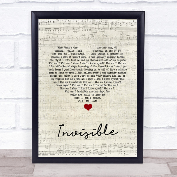 5 Seconds Of Summer Invisible Script Heart Song Lyric Quote Music Print