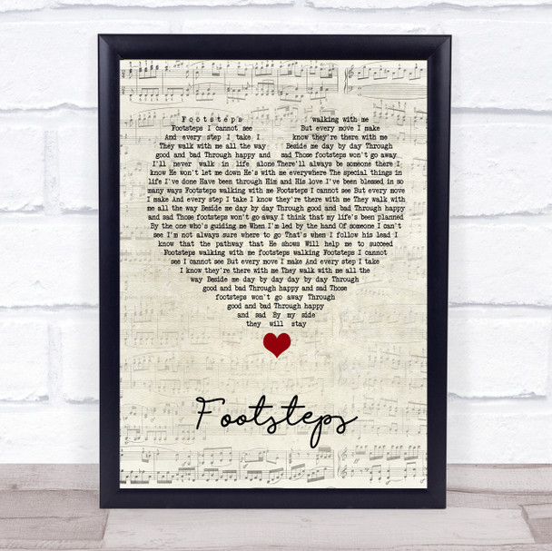 Daniel O'Donnell Footsteps Script Heart Song Lyric Quote Music Print