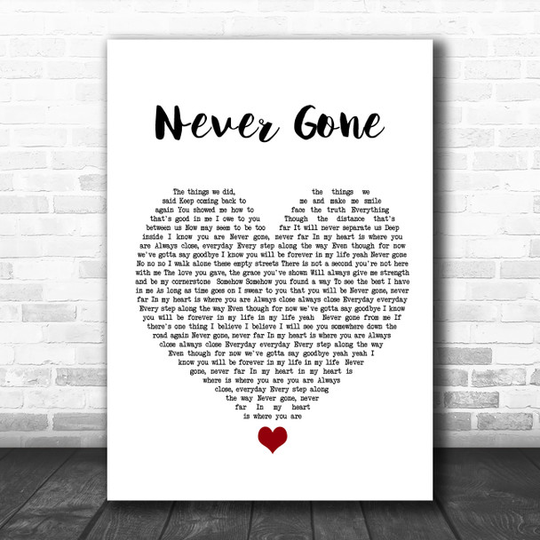 Backstreet Boys Never Gone White Heart Song Lyric Quote Music Print