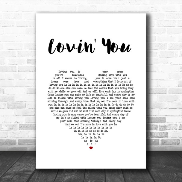 Minnie Riperton Lovin' You White Heart Song Lyric Quote Music Print