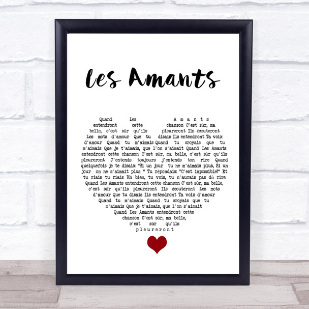 Charles Dumont Les Amants White Heart Song Lyric Quote Music Print