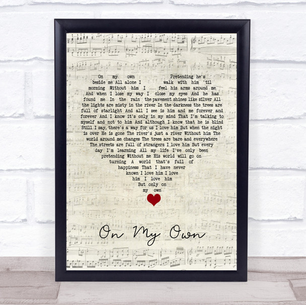 Les Misérables On My Own Script Heart Song Lyric Quote Music Print