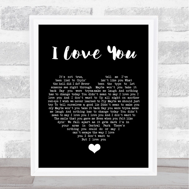 Billie Eilish I Love You Black Heart Song Lyric Quote Music Print