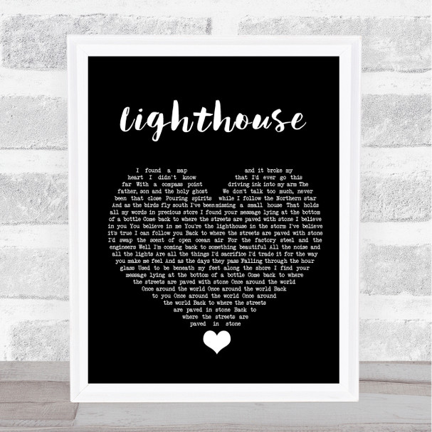 Lucy Spraggan Lighthouse Black Heart Song Lyric Quote Music Print