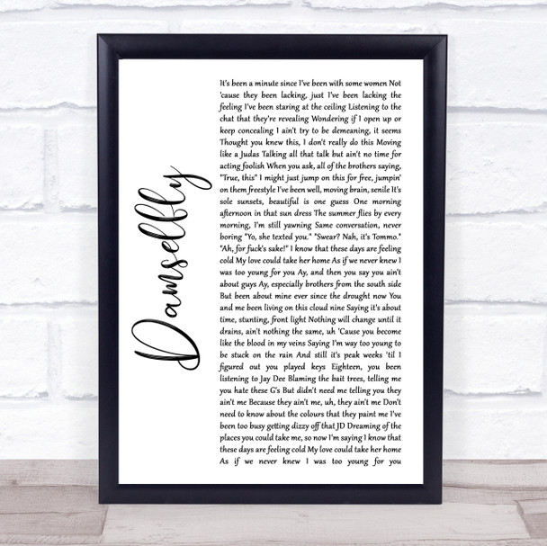 Loyle Carner Damselfly White Script Song Lyric Quote Music Print