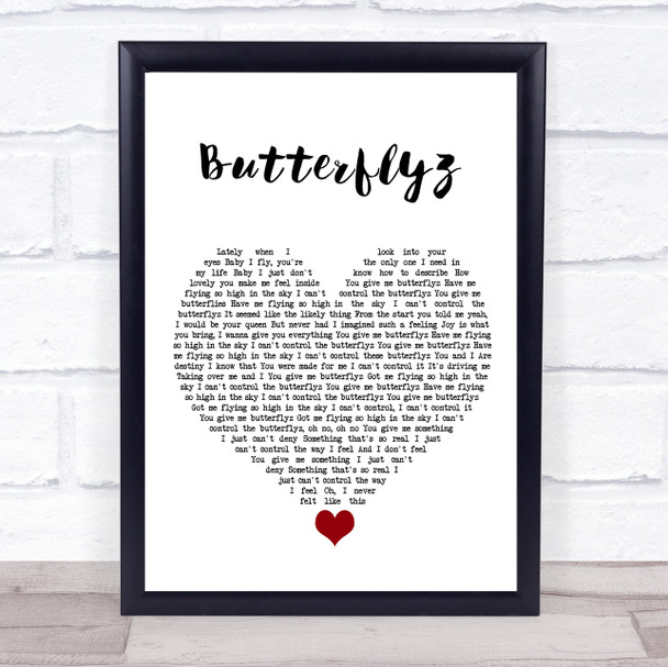 Alicia Keys Butterflyz White Heart Song Lyric Quote Music Print