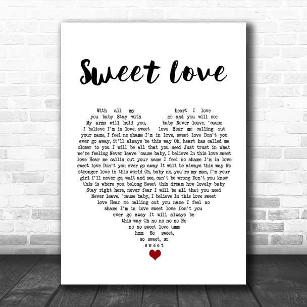 Anita Baker Sweet Love White Heart Song Lyric Quote Music Print