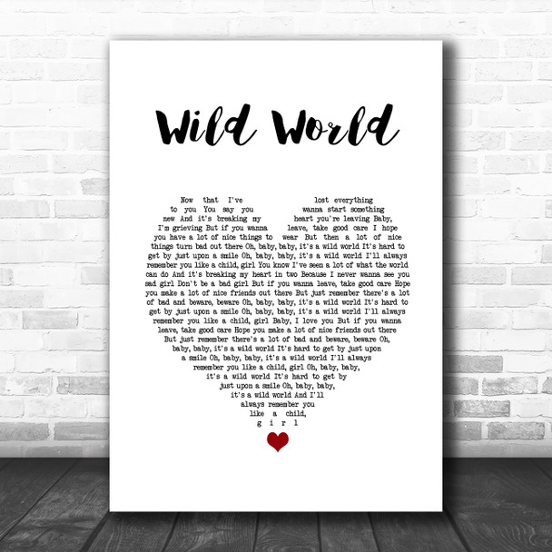 Cat Stevens Wild World White Heart Song Lyric Quote Music Print