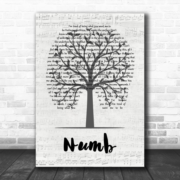 Linkin Park Numb Music Script Tree Song Lyric Quote Music Print