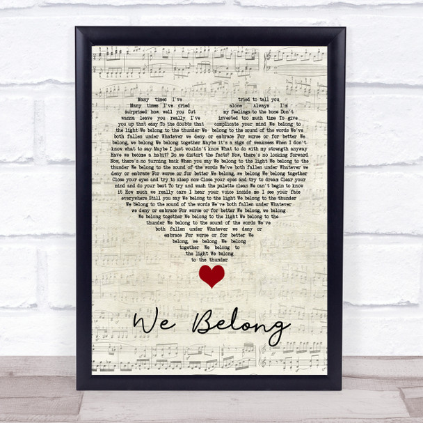 Pat Benatar We Belong Script Heart Song Lyric Quote Music Print