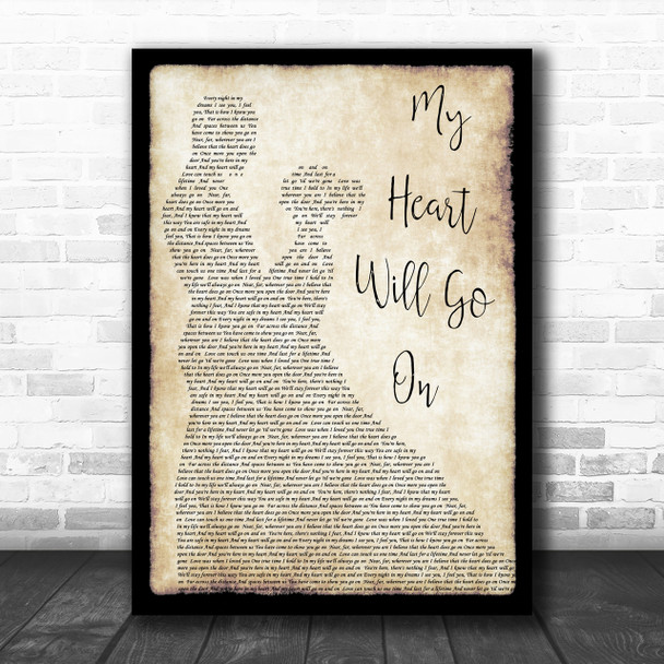 Celine Dion My Heart Will Go On Man Lady Dancing Song Lyric Music Wall Art Print