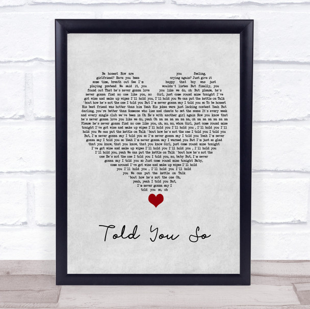 Little Mix Told You So Grey Heart Song Lyric Quote Music Print