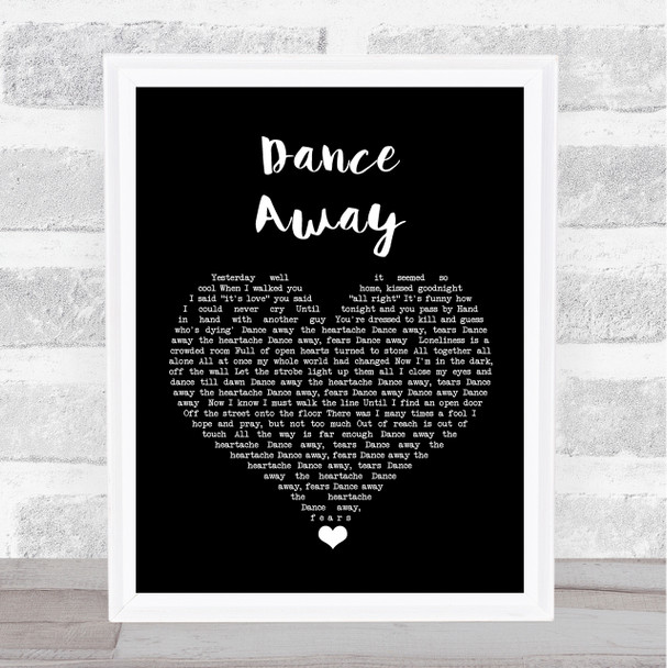 Roxy Music Dance Away Black Heart Song Lyric Quote Music Print
